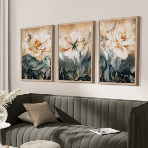 Modern Abstract Big Floral Wall Art Fine Art Canvas Prints Pictures For Living Room Bedroom Decor