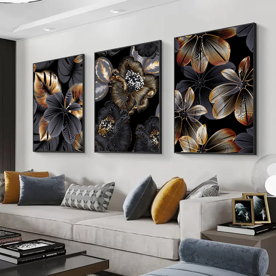 Modern Abstract Exotic Tropical Flowers Wall Art Pictures For Luxury Living Room Dining Room Decor