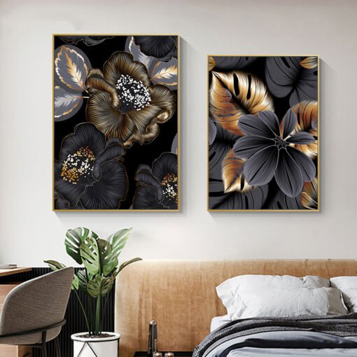 Modern Abstract Exotic Tropical Flowers Wall Art Pictures For Luxury Living Room Dining Room Decor