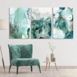 Modern Abstract Jade Green Liquid Marble Print Wall Art Pictures For Living Room Bedroom Art Decor
