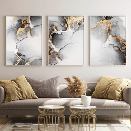 Modern Abstract Light Luxury Marble Print Wall Art Fashion Pictures For Living Room Home Office Decor