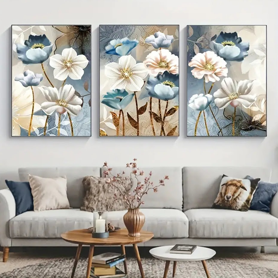 Modern Abstract Lotus Leaf Floral Wall Art Fine Art Canvas Prints For Living Room Bedroom Art Decor