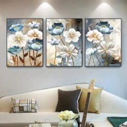 Modern Abstract Lotus Leaf Floral Wall Art Fine Art Canvas Prints For Living Room Bedroom Art Decor