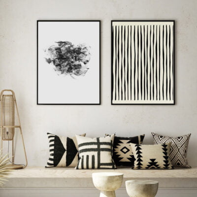 Modern Abstract Minimalist Figure Art Black & White Gallery Wall Art For Modern Home Decor