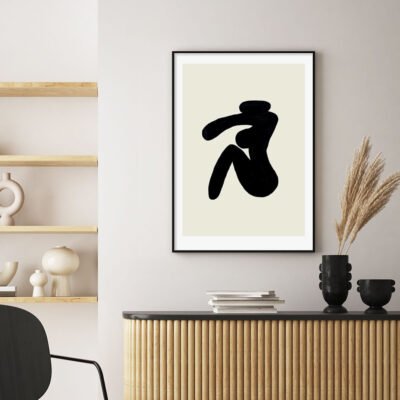 Modern Abstract Minimalist Figure Art Black & White Gallery Wall Art For Modern Home Decor