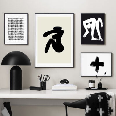 Modern Abstract Minimalist Figure Art Black & White Gallery Wall Art For Modern Home Decor