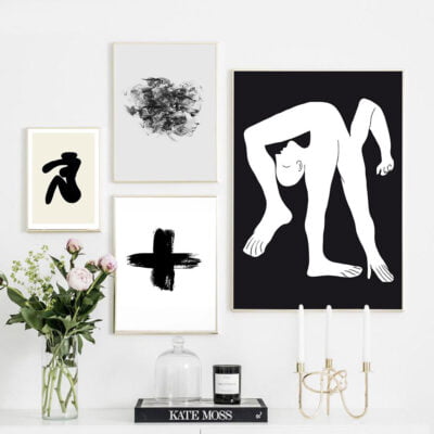 Modern Abstract Minimalist Figure Art Black & White Gallery Wall Art For Modern Home Decor