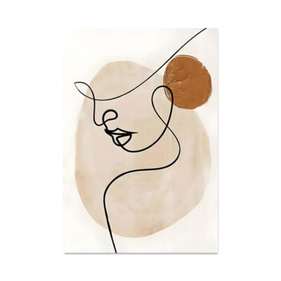 Modern Abstract Neutral Colors Line Art Portrait Wall Art Pictures For Contemporary Living Room