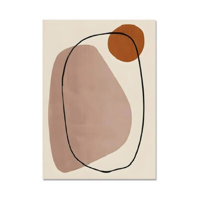 Modern Abstract Neutral Colors Line Art Portrait Wall Art Pictures For Contemporary Living Room