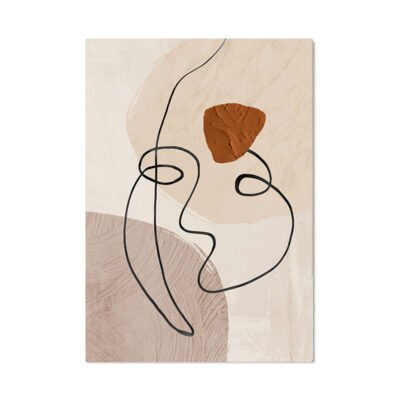 Modern Abstract Neutral Colors Line Art Portrait Wall Art Pictures For Contemporary Living Room