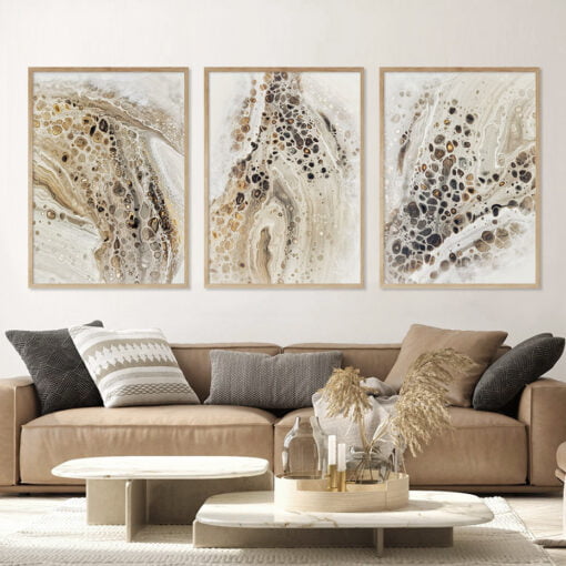 Modern Geomorphic Marble Abstract Wall Decor Pictures For Natural Neutral Color Interior Design