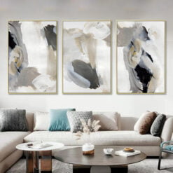 Neutral Colors Gray Beige Black Modern Abstract Wall Art Pictures For Contemporary Interior Decor