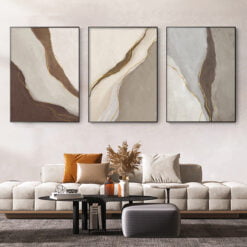 Sand Beige Golden Abstract Modern Minimalist Wall Art Pictures For Contemporary Living Room Decor