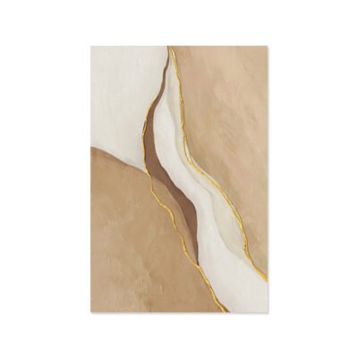 Sand Beige Golden Abstract Modern Minimalist Wall Art Pictures For Contemporary Living Room Decor