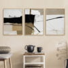 Vintage Abstract Neutral Color Block Wall Art Fine Art Canvas Prints For Contemporary Living Room