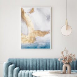 White Golden Blue Sky Abstract Wall Art Fine Art Canvas Prints For Bedroom Living Room Decor