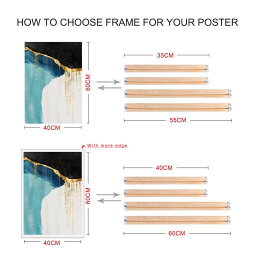 Wooden Stretcher Frames For Canvas Prints Posters Easy Installation DIY Canvas Frame Kits (Multiple Size Options)