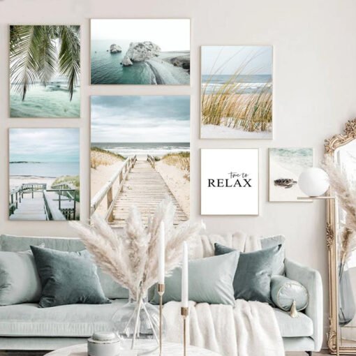 Beach Sea Surf Lifestyle Landscape Pictures Of Calm Gallery Wall Art Prints For Living Room Decor