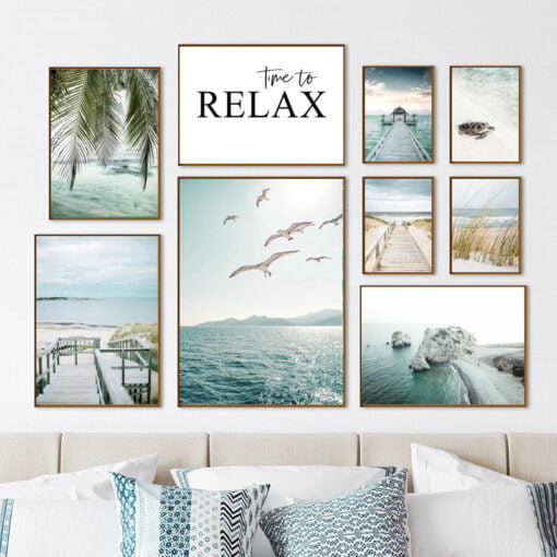 Beach Sea Surf Lifestyle Landscape Pictures Of Calm Gallery Wall Art Prints For Living Room Decor