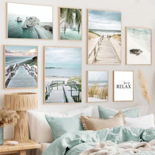 Beach Sea Surf Lifestyle Landscape Pictures Of Calm Gallery Wall Art Prints For Living Room Decor