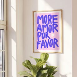 Colorful Blue Purple Pink Amore Love Quote Wall Art Fine Art Canvas Prints For Bedroom Living Room Art Decor