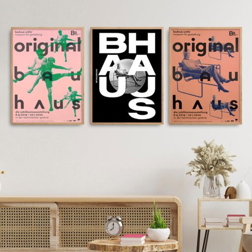 Colorful Vintage Bauhaus Retrospective Art Gallery Posters Fine Art Canvas Prints For Home Office