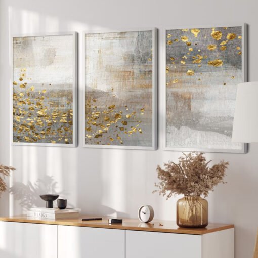 Vintage Golden Beige Abstract Landscape Pictures For Modern Living Room Contemporary Home Office Decor
